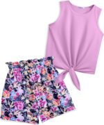 Arshiner Girls Tank Tops with Shorts Set Kids Summer Clothing Sets Casual Fashion Sleeveless T-shirts Outfits for Girls