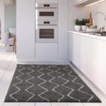 THE RUGS Modern Moroccan Design Living Room and Bedroom Rugs, Non-Shedding & Easy Care (Boho Dark Grey/Ivory, 80x150 cm) - Image 3