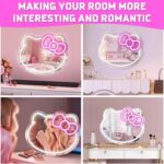 inShareplus Anime Hello Kit Neon Sign Mirror Vanity, 14"x12" Cute Cat LED Neon Lights Gifts, 5V USB Dimmable Light Up Wall Mirror for Teen Girl Gift, Bedroom, Room Decor, Dressing Table - Image 6