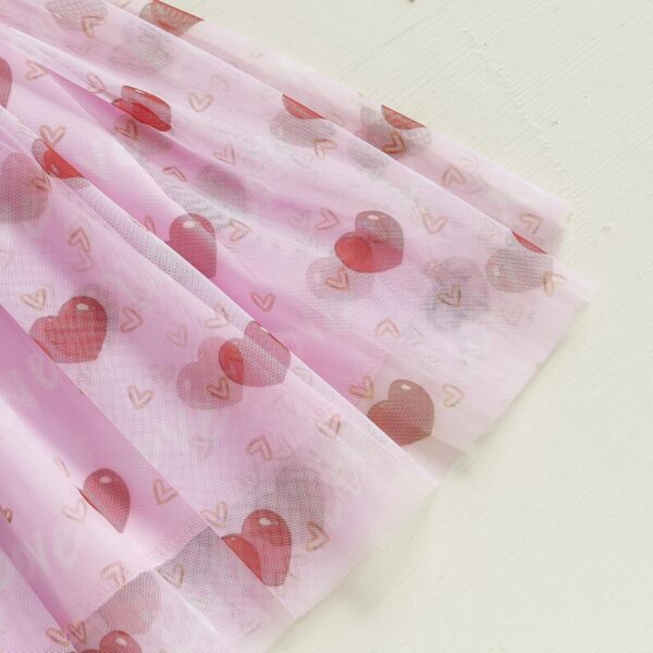 BYUSBAYA Toddler Girls Valentines Tutu Dress Sleeveless Heart Print Layered Ruffles Tulle Cake Dress Wedding Ball Gown Dress - Image 5