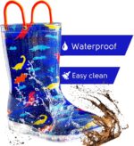 Toddler Wellies for Girls Boys, Light Up Waterproof Wellington Boots with Pull On Handles, Wellies for Kids Lightweight Boots - Image 3