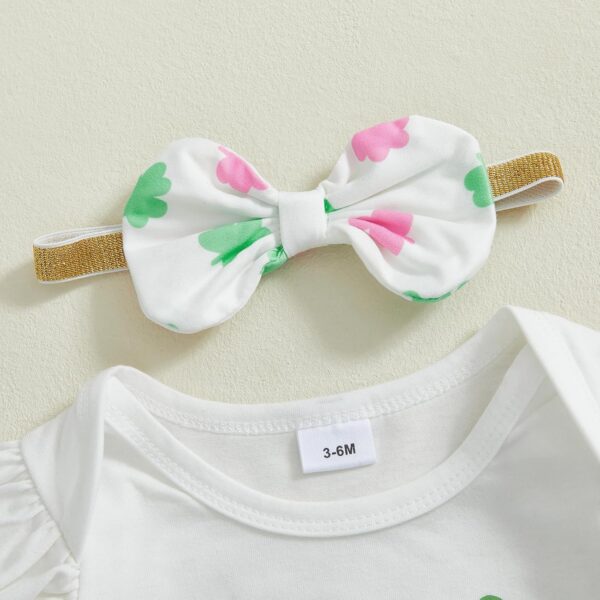 Acrawnni Newborn Baby Girl Easter Outfit Bunny Long Sleeve Romper Layered Ruffle Shorts Bloomers Tutu Skirt Bow Headband Socks 4Pcs Bunny Clothes - Image 4