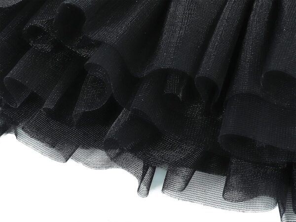 Eledobby Baby Girls Tutu Skirt with Diaper Cover 2 Pieces Newborn Pleated Tulle Skirts Headband Set Layered Bloomers Toddler Clothes for Birthday Photography Black 1-2 Years - Image 6