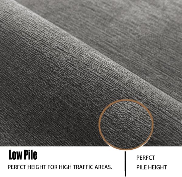 Short Pile Rug, Non-Slip Washable Rugs for Bedroom,Chenille Thin Carpet for Kids Room, Office, Lounge,Soft Area Rugs for Living Room (Dark Grey, 60×90cm) - Image 2