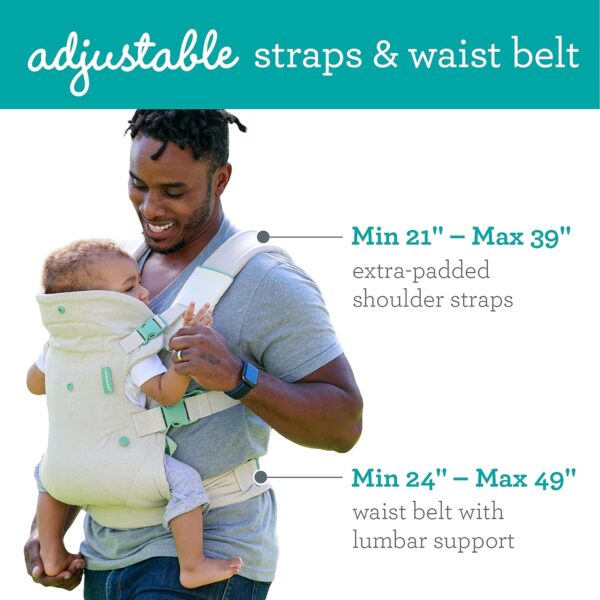 Infantino - Flip 4-in-1 Nature & Nurture Convertible Carrier - 4 Positions - Adjustable Lumbar - Waist Belt - Head Support - Ergonomic Seat - Padded Shoulder Straps - Recycled Materials - 1 Unit - Image 6