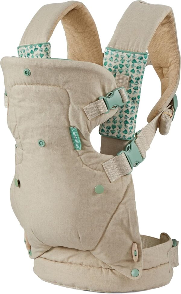 Infantino - Flip 4-in-1 Nature & Nurture Convertible Carrier - 4 Positions - Adjustable Lumbar - Waist Belt - Head Support - Ergonomic Seat - Padded Shoulder Straps - Recycled Materials - 1 Unit - Image 9