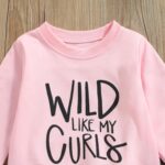 WERNZATT Toddler Girls 2 Piece Outfits Letter Print Long Sleeve Pullover Sweatshirt&Camouflage Pants Set Kids Sweatsuit - Image 4