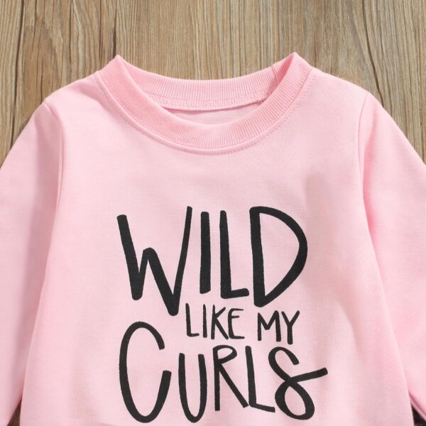 WERNZATT Toddler Girls 2 Piece Outfits Letter Print Long Sleeve Pullover Sweatshirt&Camouflage Pants Set Kids Sweatsuit - Image 4