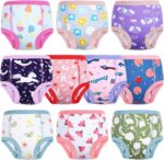 MOEMOE BABY Potty Training Pants,Toilet Training Pants,Toddler Training Pants,Reusable Training Pants Cotton for Girls,10 pack,Light Violet,7 Years