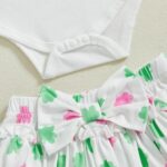 Acrawnni Newborn Baby Girl Easter Outfit Bunny Long Sleeve Romper Layered Ruffle Shorts Bloomers Tutu Skirt Bow Headband Socks 4Pcs Bunny Clothes - Image 5