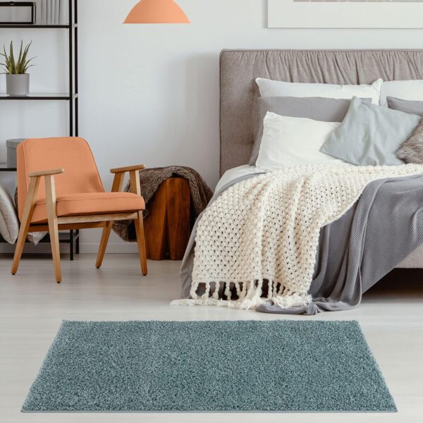 THE RUGS Living Room Rug - Shaggy Soft And Elegant Carpets For The Bedrooms And Kitchen, Easy To Clean, Many Different Sizes (60x110 cm, Duckegg Blue) - Image 3