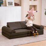 jela Kids Couch Large, Floor Sofa Modular Funiture for Kids Adults, Playhouse Play Set for Toddlers Babies, Modular Foam Play Couch Indoor Outdoor (57"x28"x18", Charcoal) - Image 8