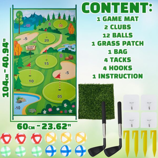 KreativeKraft Golf Set for Kids Adults Family Games Golf Balls Golf Accessories Kids Toys Indoor Outdoor Garden with Golf Mat Training Putting Practice - Image 6