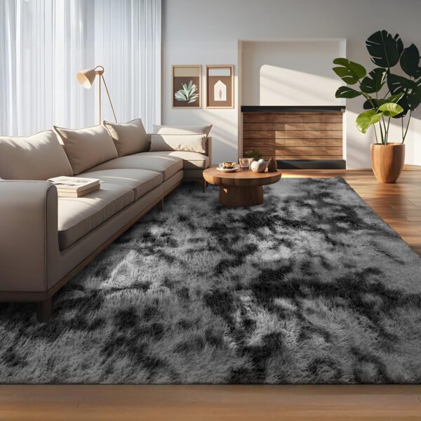 Rugs Living Room - 120x180cm Dark Grey Large Rug for Living Room - Ultra Soft Fluffy Shaggy Rugs for Bedroom, Indoor Nursery Carpets for Kids Room Home Decor, Non Shedding, Anti-Slip Backing - Image 9