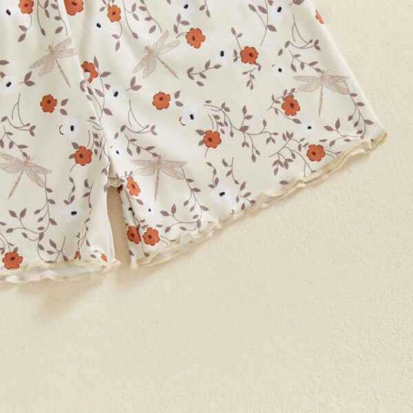 Baby Girls Summer Two Piece Outfits Floral Print Crew Neck Short Sleeve Top Lettuce Trim Elastic Shorts Set Toddler Girl Sets Kids Clothes - Image 5