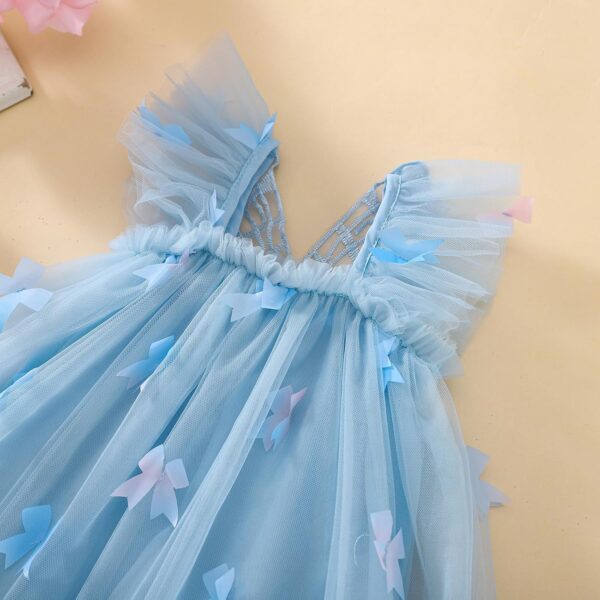 Baby Girl Ruffle Sleeveless Dress Toddler Girl 3D Bufferfly Flower Tulle Dress Square Neck Princess Wing Party Dress for Little Girl - Image 4