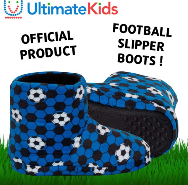 Kids Football Slipper Boots Boys Girls Fleece Lined Slippers House Shoe Booties - Image 2