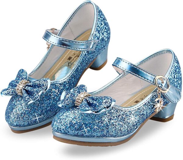 Lanivic Girls Princess Shoes Sequins Sweet Bows High Heels Wedding Party Dress Shoes Dance Bright Diamond Cosplay Christmas Festival Shoes Pink Blue Purple Gold Silver - Image 7