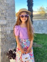 Arshiner Girls Clothing Sets Kids Fashion T-shirts with Trousers Set Puff Sleeves Top with Printed Trousers Set Summer Casual Outfits for Girls 5-14 Years - Image 5