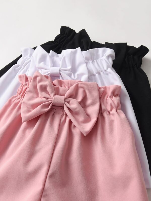 Toddler Infant Baby Girl Elastic Waist Bow Shorts 3 Pack Summer Shorts - Image 5