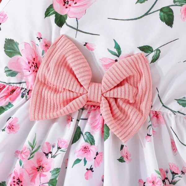 De feuilles Kids Toddler Girls Dress with Cardigan 2 Piece Outfits Set Floral Sleeveless Dress and Long Sleeve Ruffled Cardigan Bolero Shrug Coat - Image 5