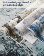 90x150 cm Modern Abstract Rugs Living Room Non-Slip Soft Low-Pile Washable Rug for Hallway, Bedroom, and Kitchen-Blueblack - Image 6