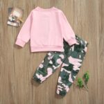WERNZATT Toddler Girls 2 Piece Outfits Letter Print Long Sleeve Pullover Sweatshirt&Camouflage Pants Set Kids Sweatsuit - Image 3