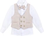 Lilax Toddler & Little Boys Suit Set, Formal Suit Vest, White Dress Shirt, Dress Pants and Bowtie 4 Piece Suit Set - Image 4
