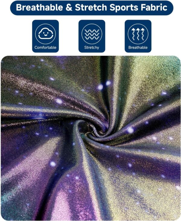 JiAmy Gymnastics Leotards for Girls Cross Back, Long Sleeve Sparkly Dance Biketards with Shorts Ballet Outfit for 3-12 Years - Image 4