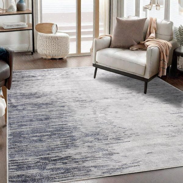 Area Rugs Abstract Rug Modern Soft Living Room Carpet Large Washable Shaggy Rugs for Living Room Bedroom Dining Room Indoor Home Decor Carpet (Abstract Grey/Blue, 120×160 cm) - Image 2