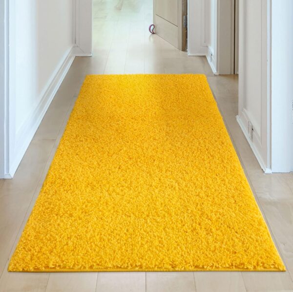 THE RUGS Living Room Rug - Shaggy Soft And Elegant Carpets For The Bedrooms And Kitchen, Easy To Clean, Many Different Sizes (80x150 cm, Yellow) - Image 4