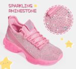 Lucky Step Girls Rhinestone Slip On Sneakers Kids Sparkly Lightweight Tennis School Knit Jelly Sole Glitter Walking Shoes Toddler - Image 2