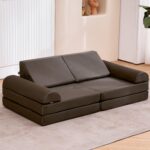jela Kids Couch Large, Floor Sofa Modular Funiture for Kids Adults, Playhouse Play Set for Toddlers Babies, Modular Foam Play Couch Indoor Outdoor (57"x28"x18", Charcoal) - Image 2