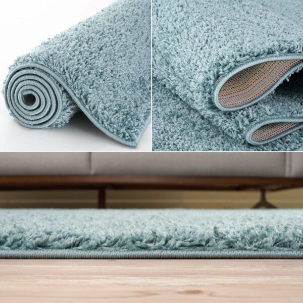 THE RUGS Living Room Rug - Shaggy Soft And Elegant Carpets For The Bedrooms And Kitchen, Easy To Clean, Many Different Sizes (60x110 cm, Duckegg Blue) - Image 5