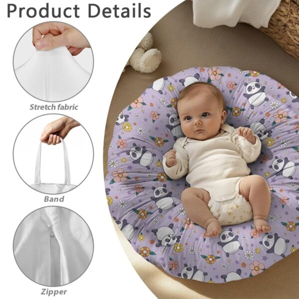 Babrukda Funny Panda Newborn Lounger Cover Daisy Floral Purple Pattern Baby Lounger Cover with Portable Handle Removable Slipcover for Infant Lounger Pillow Holiday Gifts (Lounger Not Included) -1 - Image 7