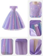 IBAKOM Girls Princess Dress 3D Butterfly Sequin Ruffle Tulle Flower Girl Dress Pageant Birthday Party Wedding Ball Gown - Image 5