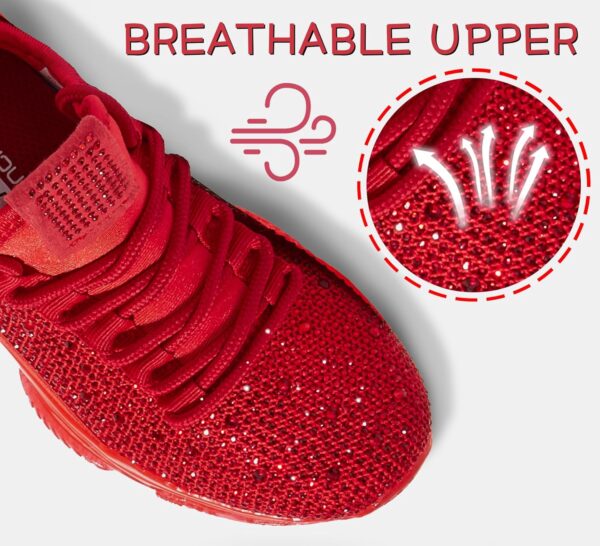 Lucky Step Girls Rhinestone Slip On Sneakers Kids Sparkly Lightweight Tennis School Knit Jelly Sole Glitter Walking Shoes Toddler - Image 5