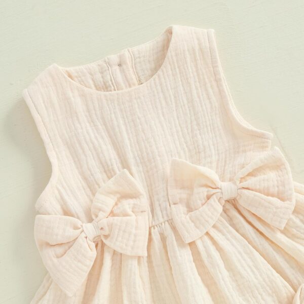 Barbotimer Toddler Girl Summer Clothes Linen Frilly Sleeveless Tank Tops Shirt with Bows Ruffle Hem Shorts Solid 2Pcs Casual Set - Image 4