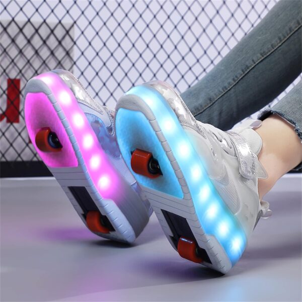LED Light-Up Roller Skate Shoes with Retractable Wheels-Stylish Trainers for Boy, Girl, Kids, USB Rechargeable, Shiny Luminous Sneakers - Perfect for Party, Birthday, Christmas, Enhanced Safety - Image 9
