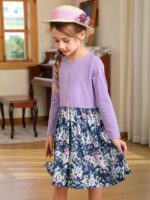BONNY BILLY Girls Kids Long Sleeve Autumn Winter Casual Floral Jersey Dress - Image 9