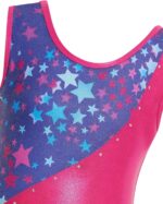 Gogokids Girls Three-Piece Gymnastics Set with Shorts, Kids Gymnastics Sleeveless Leotard with Gem Stones, Girls' Sparkling Gymnastics Outfit with Color Block Design Athletic Dancewear for Ages 3-12 - Image 2