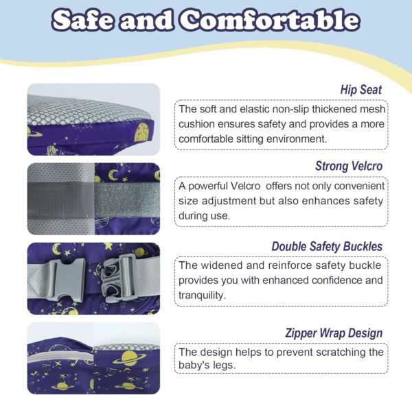 YooxArmor Baby Hip Carrier, Hip Carrier for Baby with Adjustable Waistband Support, Baby Carrier with Hip Seat for Newborn to Toddler Up to 66 Lbs, Baby Holder Carrier with Various Pockets for Dad Mom - Image 5