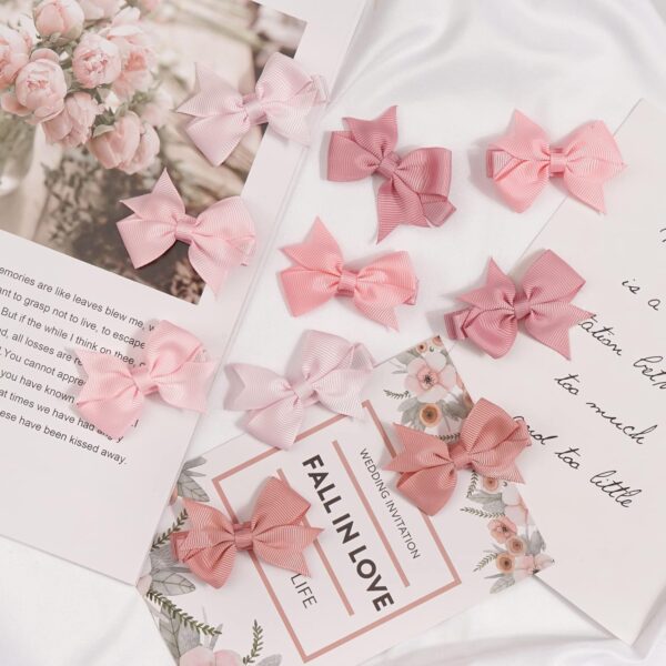 JOYOYO 50 Pcs Baby Hair Clips Small Size 2 Inch Bow Clips for Baby Girl Toddlers Non-Slip Baby Clips Full Ribbon Covered Baby Care Clips Craft Bows, Baby Girl Hair Clips - Image 7