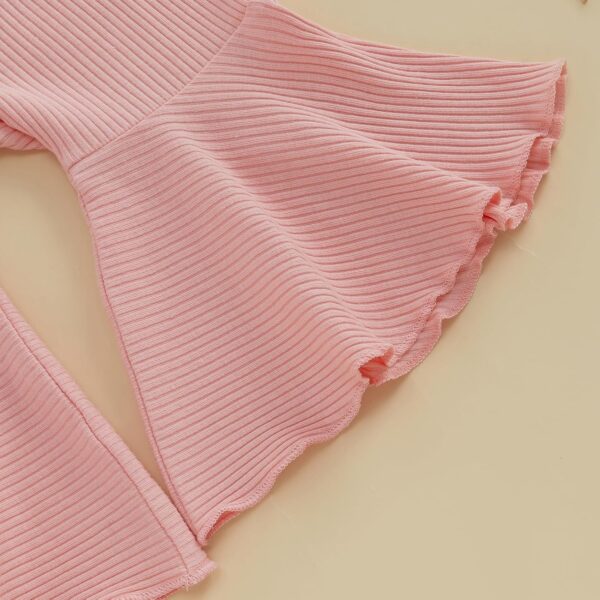 Baby Girl Summer Clothes Western Cowgirl Outfits Letter Print Short Sleeve Romper Flared Pant Bell-Bottom Bow Headband 3 Piece Set - Image 6