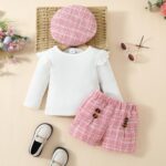 Baby Girl Clothes Ruffle Tops Long Sleeve and Pink Shorts Toddler Baby Girl Outfit Set - Image 7