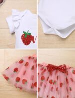 FYMNSI Baby Girls 1st Birthday Cake Smash Outfit Short Sleeve Romper Tutu Skirt Heabdand Leg Warmers 4pcs Set - Image 7