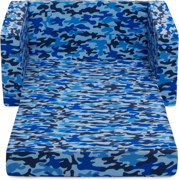 Delta Children Cozee Blue Camo Convertible Foam Chair to Lounger for Kids - Image 11