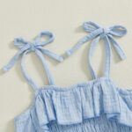 Toddler Girl Summer Clothes Smocked Ruffle Camisole Tank Shirts Wide-Leg Flared Pants Set 2Pcs Bell Bottoms Outfit - Image 4