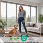 Arty Rugs Machine Washable Rug, 240x330cm, 75% Recycled Cotton, Short Pile, Non-Slip Backing, Non-Shedding, Area Rugs for Living Room, Bedroom, Kitchen, Hallway, Office, Beige & Indigo Blue - Image 6