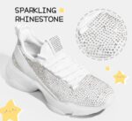 Lucky Step Girls Rhinestone Slip On Sneakers Kids Sparkly Lightweight Tennis School Knit Jelly Sole Glitter Walking Shoes Toddler - Image 2